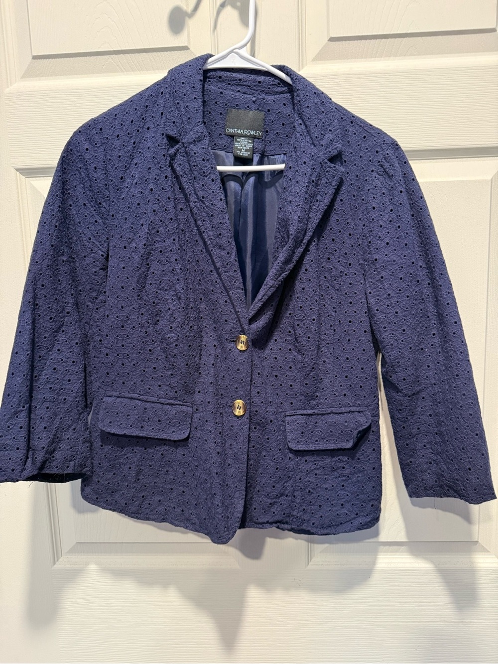 Cynthia Rowley Navy Eyelet Blazer